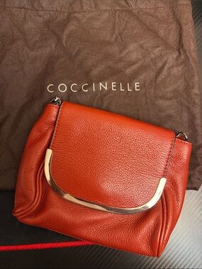 Coccinelle Red Leather Crossbody with Gold Accent
